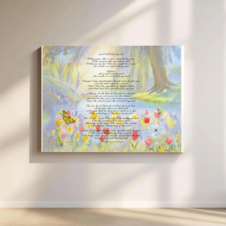 It Is Well With My Soul Canvas Art | Christian Hymn Lyric Wall Decor | Premium Gallery Wrap Print | Inspirational Religious Gift for Home