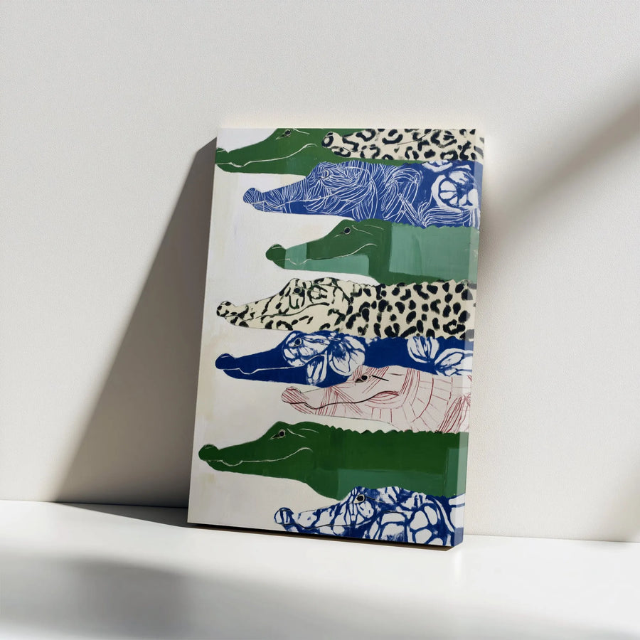 Abstract Alligator Wall Art | Modern Wildlife Animal Canvas Print | Premium Gallery Wrap Decor | Unique Office or Living Room Gift