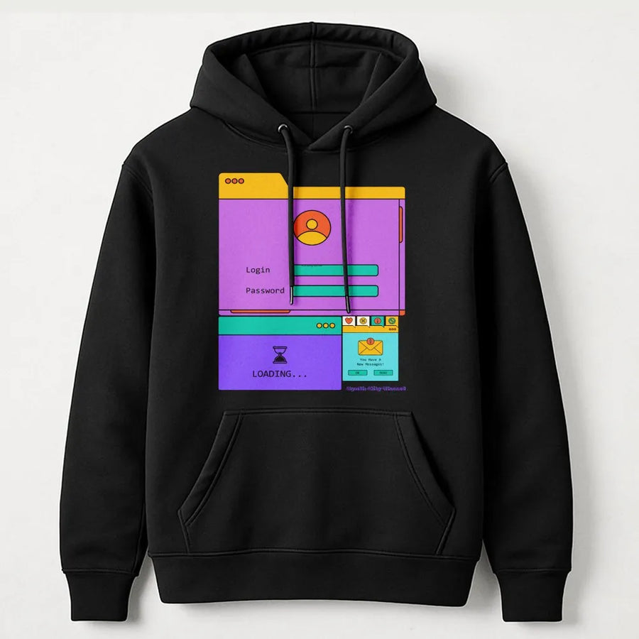 Retro Computer UI Hoodie | 90s Desktop Aesthetic Graphic | Premium Cotton Blend | Unisex Tech Lover Gift