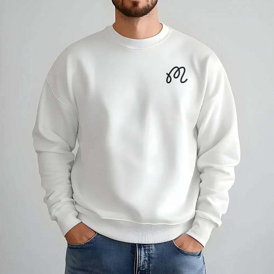 Minimalist Sweatshirt | Simple Cursive Left Chest Graphic | Premium Cotton Blend Sweatshirt | Unisex Casual Streetwear Gift