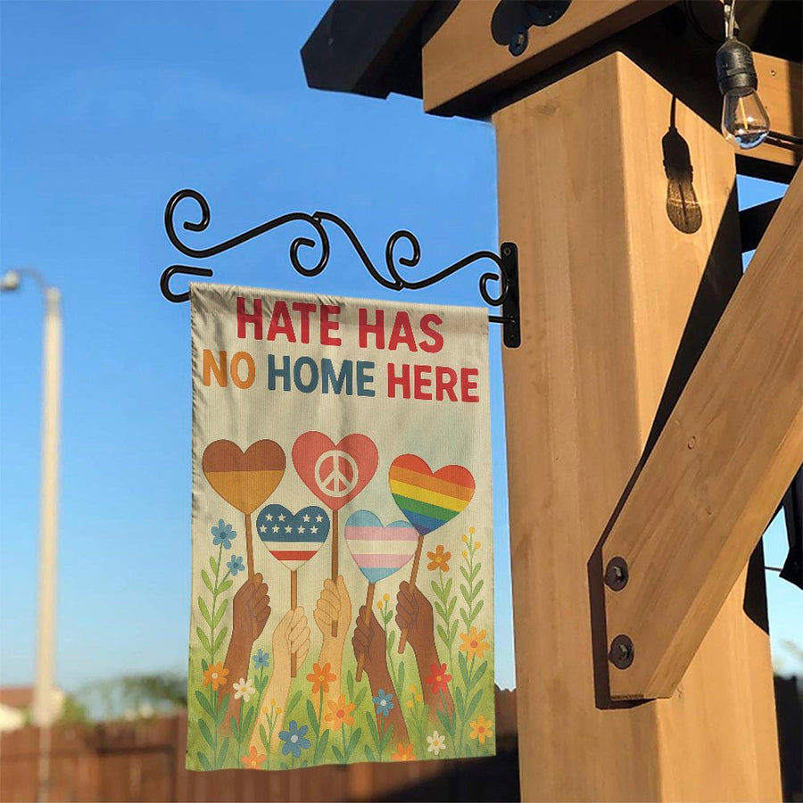 Hate Has No Home Here Garden Flag | Inclusive Pride Yard Decor | Durable Weather-Resistant Polyester | Welcome Banner Gift for Home Garden