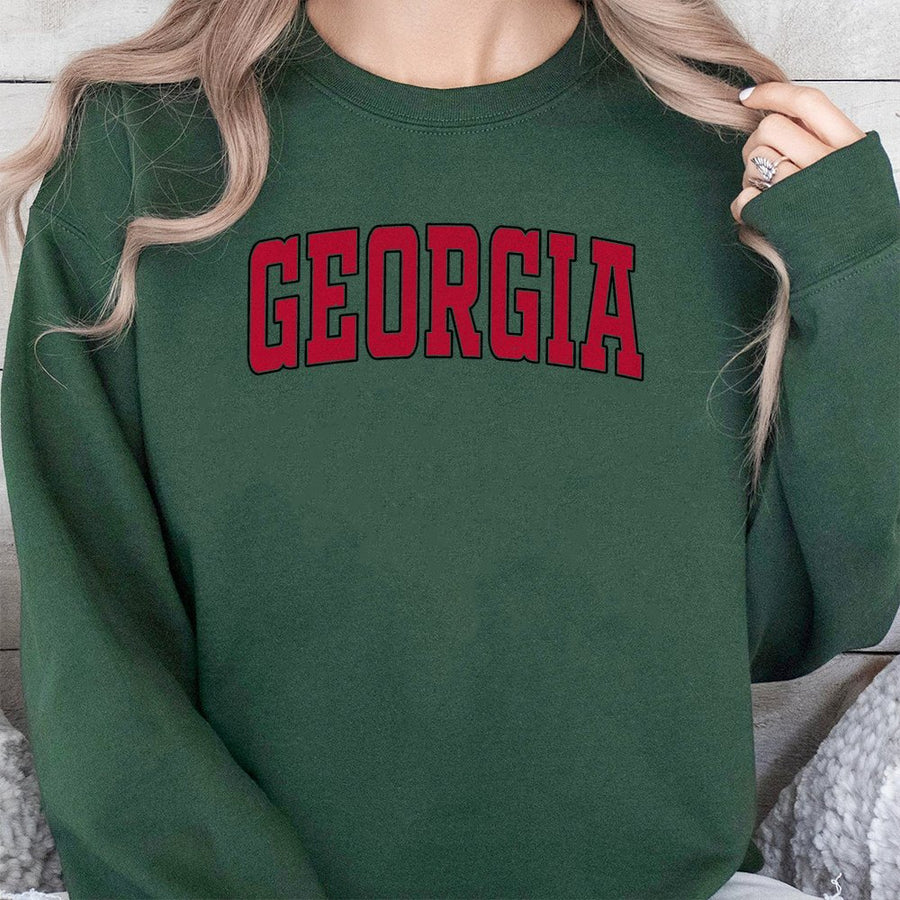 Georgia Red Varsity Font Sweatshirt