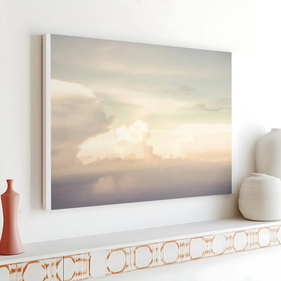 Serene Cloudscape Canvas Wall Art | Dreamy Sunset Cloud Painting | Premium Gallery Wrapped Canvas | Modern Wall Art for Living Room