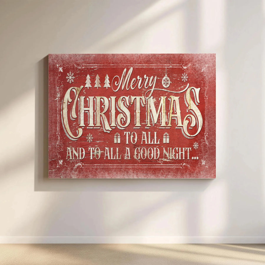 Merry Christmas Wall Art | Rustic Red Holiday Canvas Print | Premium Gallery Wrap Decor | Ready To Hang Xmas Gift For Home