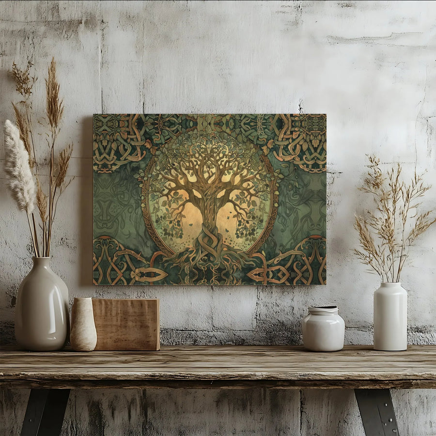 Celtic Tree Of Life Canvas | Yggdrasil Intricate Knotwork Art | Premium 1.25" Gallery Wrap Wall Decor | Spiritual Home & Office Gift