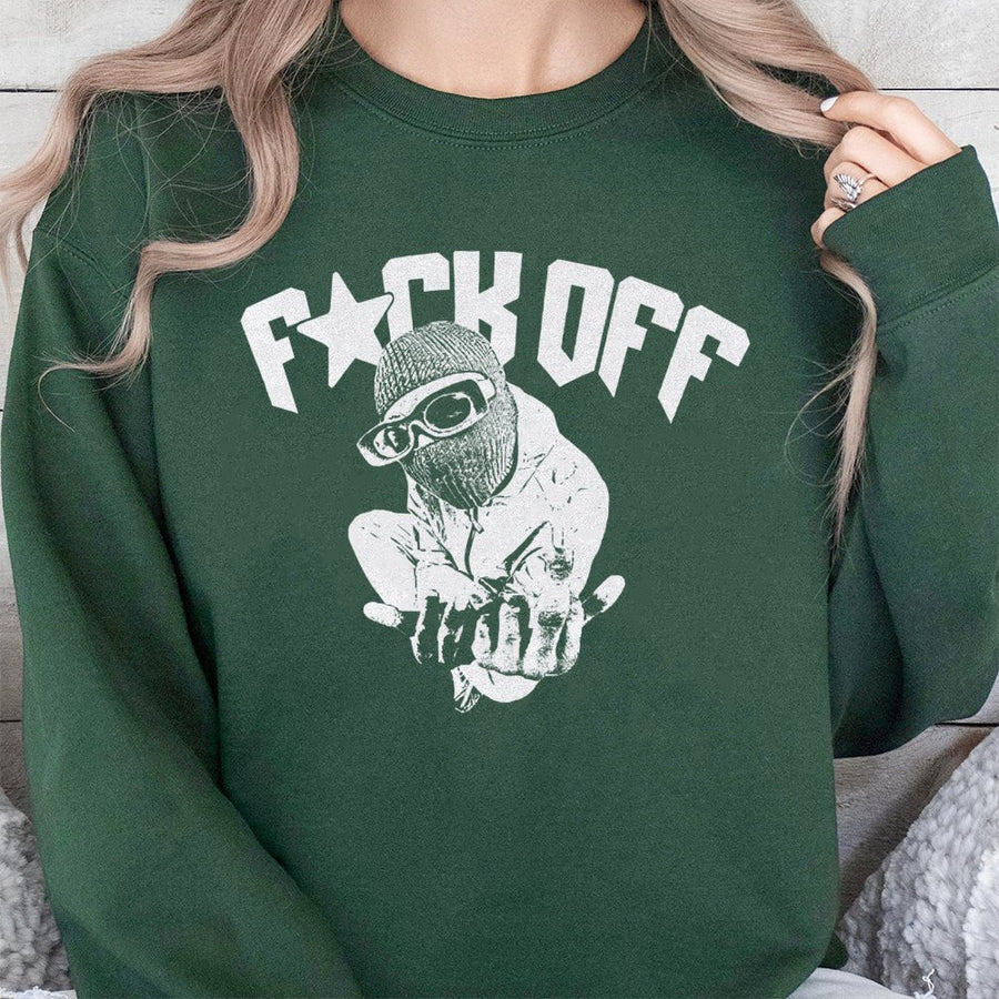 Ski Mask Graphic Sweatshirt | Edgy Streetwear Funny Slogan | Premium Cotton Blend Crewneck | Unisex Urban Grunge Gift For Men And Women