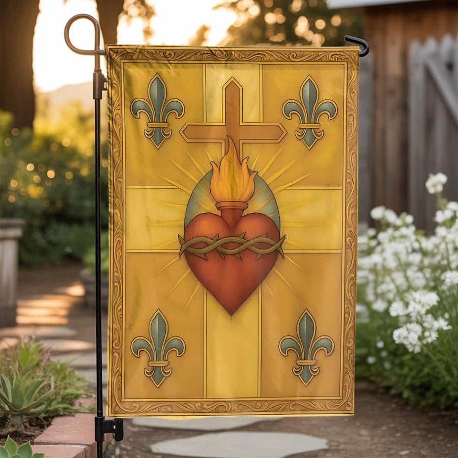Sacred Heart of Jesus Garden Flag | Religious Catholic Home Decor | Premium Weather-Resistant Polyester | Faithful Outdoor Yard Gift