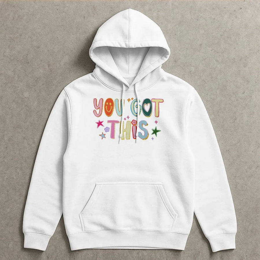 You Got This Teacher Hoodie | Retro Colorful Graphic Sweatshirt | Premium Soft Pullover | Inspirational Test Day Appreciation Gift