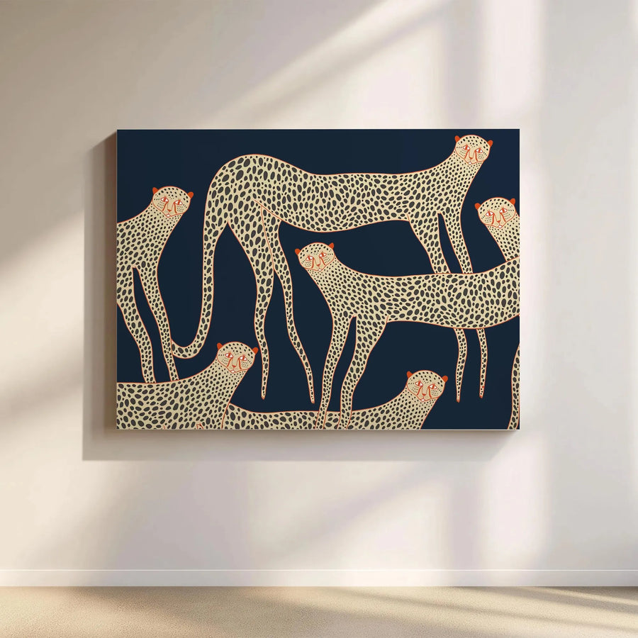 Modern Leopard Wall Art Canvas | Stylized Wild Cat Print | Premium Gallery Wrap 1.25 Inch Profile | Elegant Animal Decor for Home Office