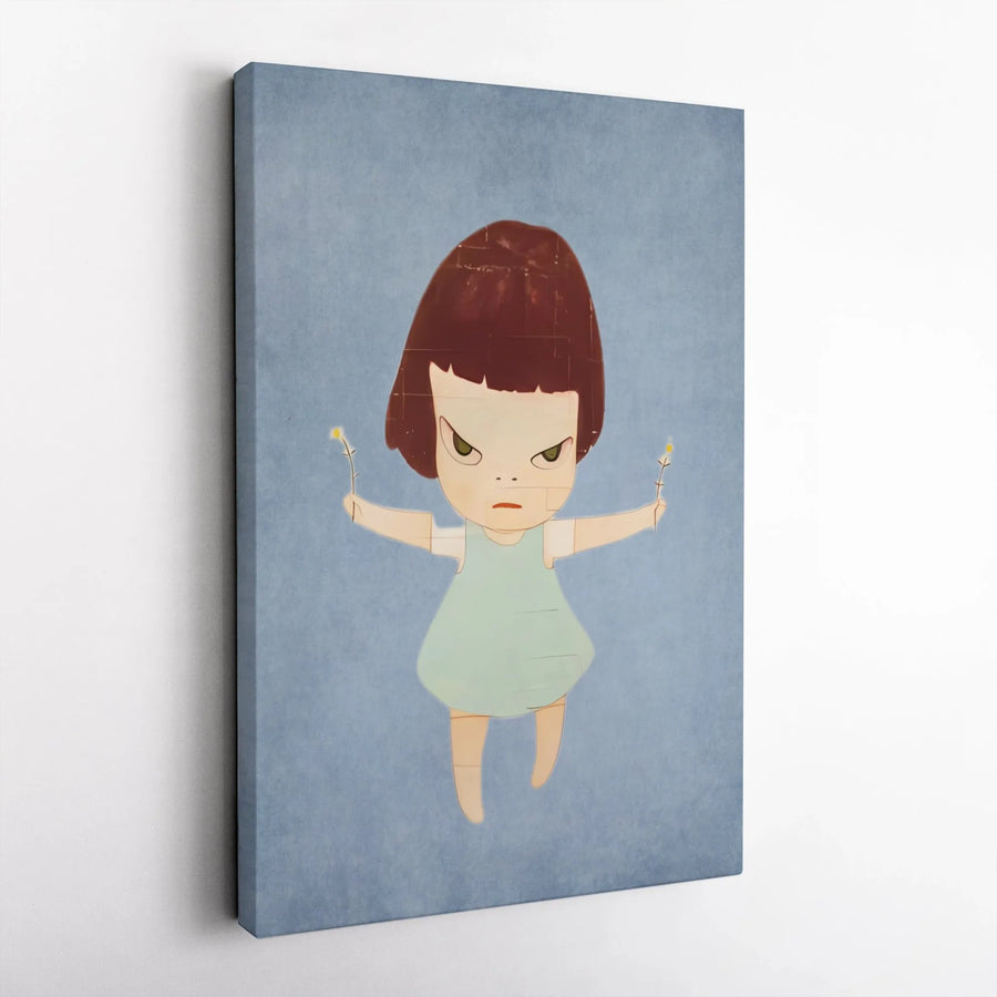 Angry Girl Canvas Wall Art | Pop Surrealism Flower Girl Print | Gallery Quality 1.25" Profile | Modern Aesthetic Home Decor Gift