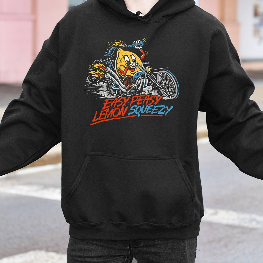 Easy Peasy Lemon Squeezy Hoodie | Retro Motorcycle Graphic Tee | Premium Cotton Blend | Funny Biker Gift For Her