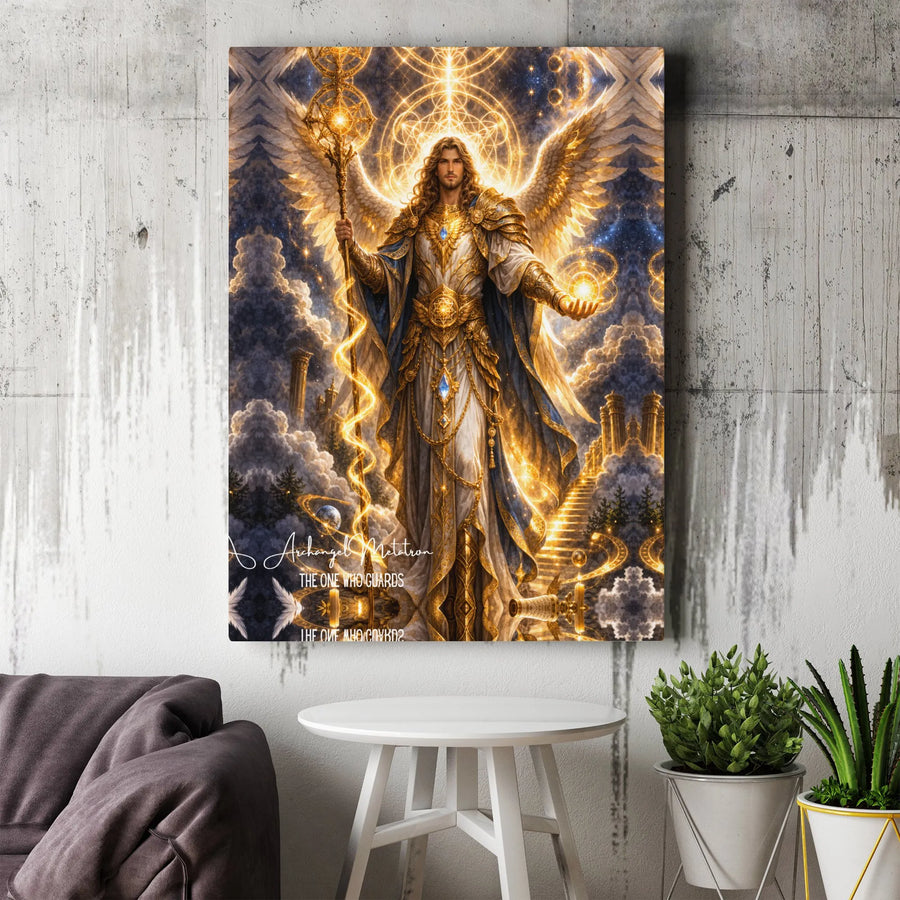Archangel Metatron Canvas Art | Divine Guardian Angel Artwork | Premium Gallery Wrapped Canvas | Spiritual Home Decor Gift for Meditation Room