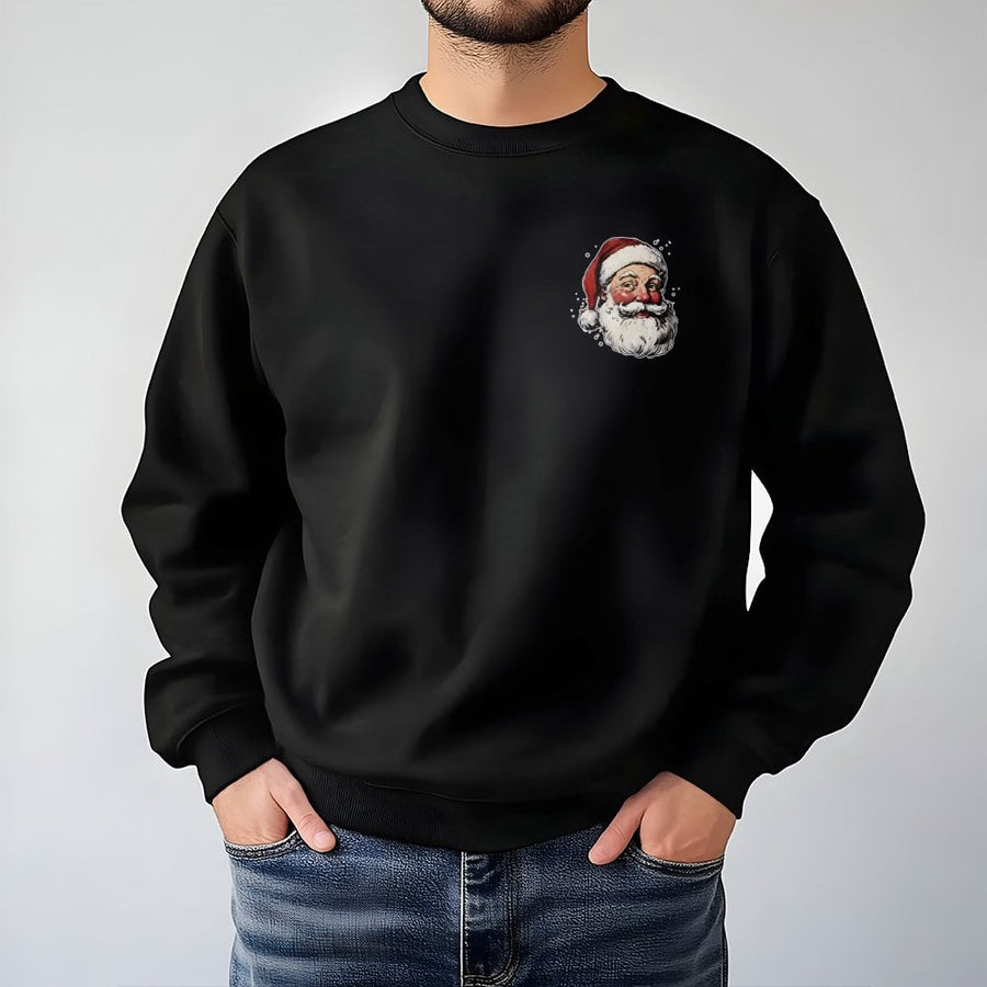 Vintage Santa Claus Sweatshirt | Small Chest Graphic Design | Premium Cotton-Poly Blend | Cozy Holiday Gift for Women and Men