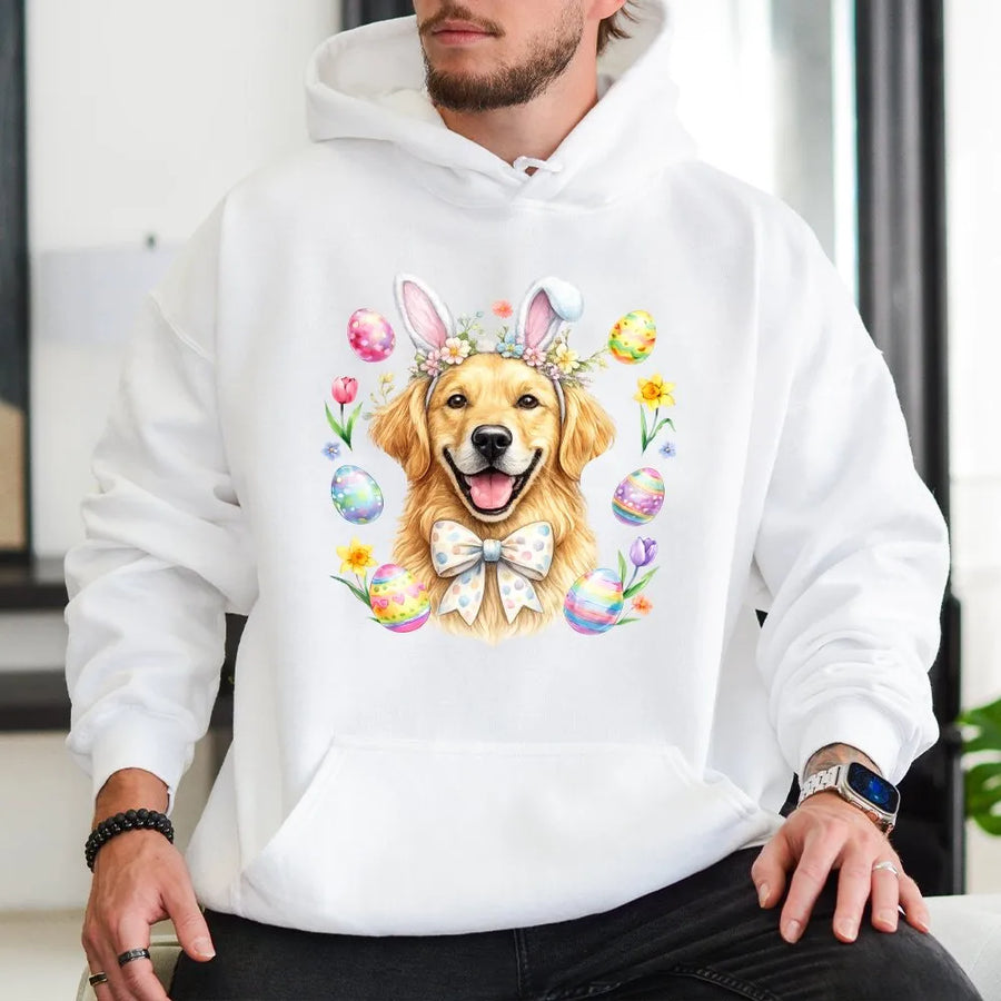 Easter Dog Hoodie | Cute Bunny Ears Puppy Graphic | Soft Cotton-Polyester Blend | Premium Gift for Dog Moms and Animal Lovers