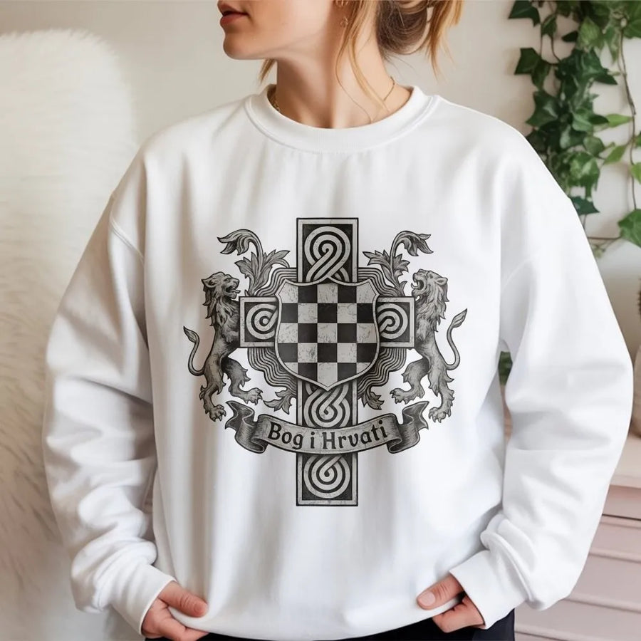 Bog i Hrvati Sweatshirt | Croatian Coat of Arms Heritage Graphic | Premium Unisex Crewneck | Patriotic Gift for Croatian Pride