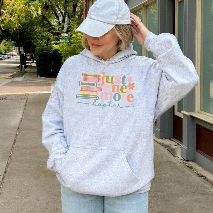 Just One More Chapter Hoodie | Retro Book Lover Graphic | Premium Cotton Blend | Cozy Gift for Readers, Librarians & Bookworms