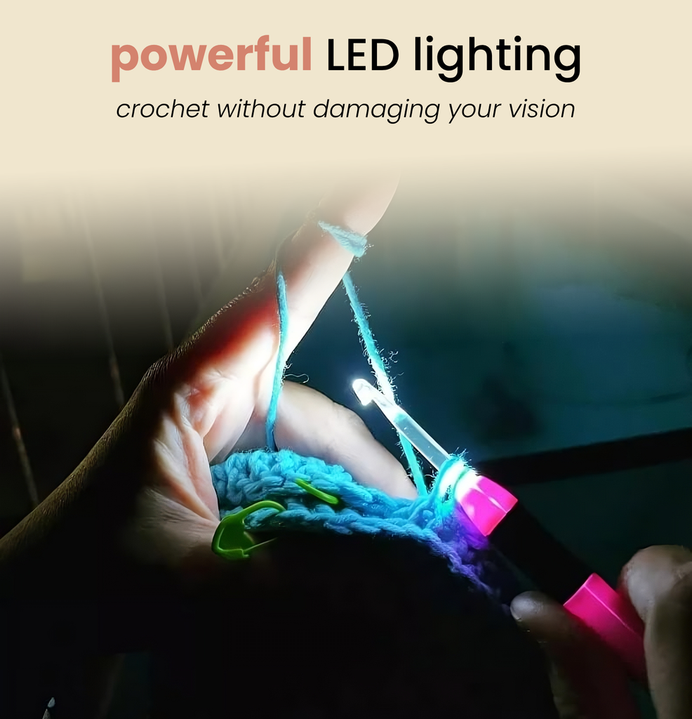 BrightHook LED crocheting kit with 11 hooks