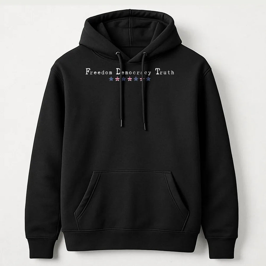 Freedom Democracy Truth Hoodie | Patriotic American Star Graphic | Premium Cotton Blend | Unisex Statement Gift for Activists