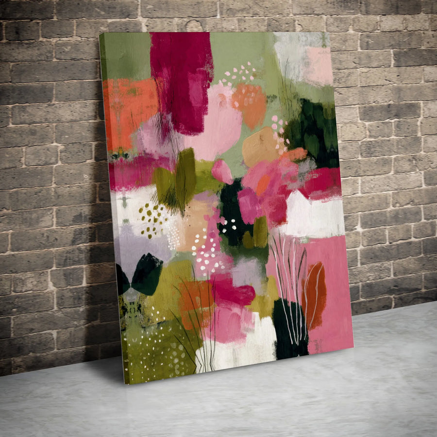 Abstract Floral Canvas Print | Vibrant Botanical Brushstrokes Wall Art | Premium Gallery Wrapped Canvas | Modern Living Room & Office Decor