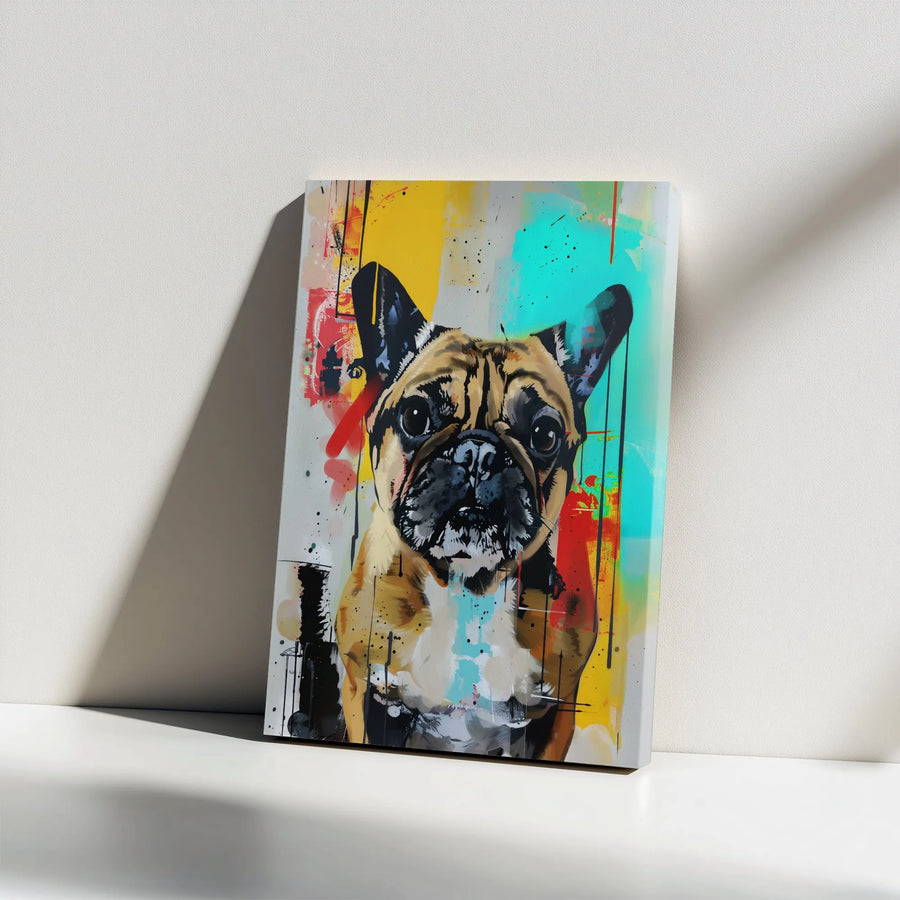French Bulldog Canvas Wall Art | Colorful Graffiti Pop Art Portrait | Premium Gallery Wrap Canvas | Collector's Gift for Dog Lover