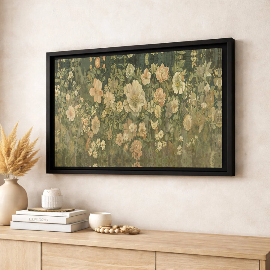 Vintage Botanical Floral Canvas Wall Art | Moody Wildflower Oil Painting Print | Gallery Quality 1.25 Inch Profile | Elegant Home Decor Gift