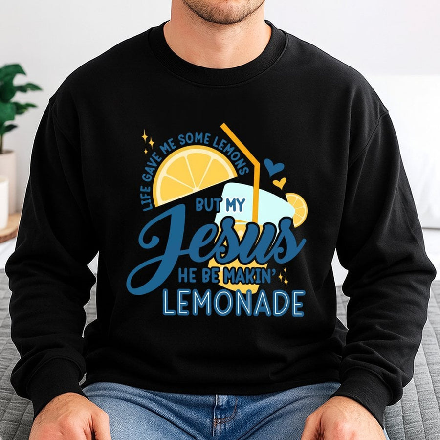 Jesus Lemonade Sweatshirt | Christian Retro Graphic Aesthetic | Premium Cotton Blend Crewneck | Faith Based Inspirational Gift For Women