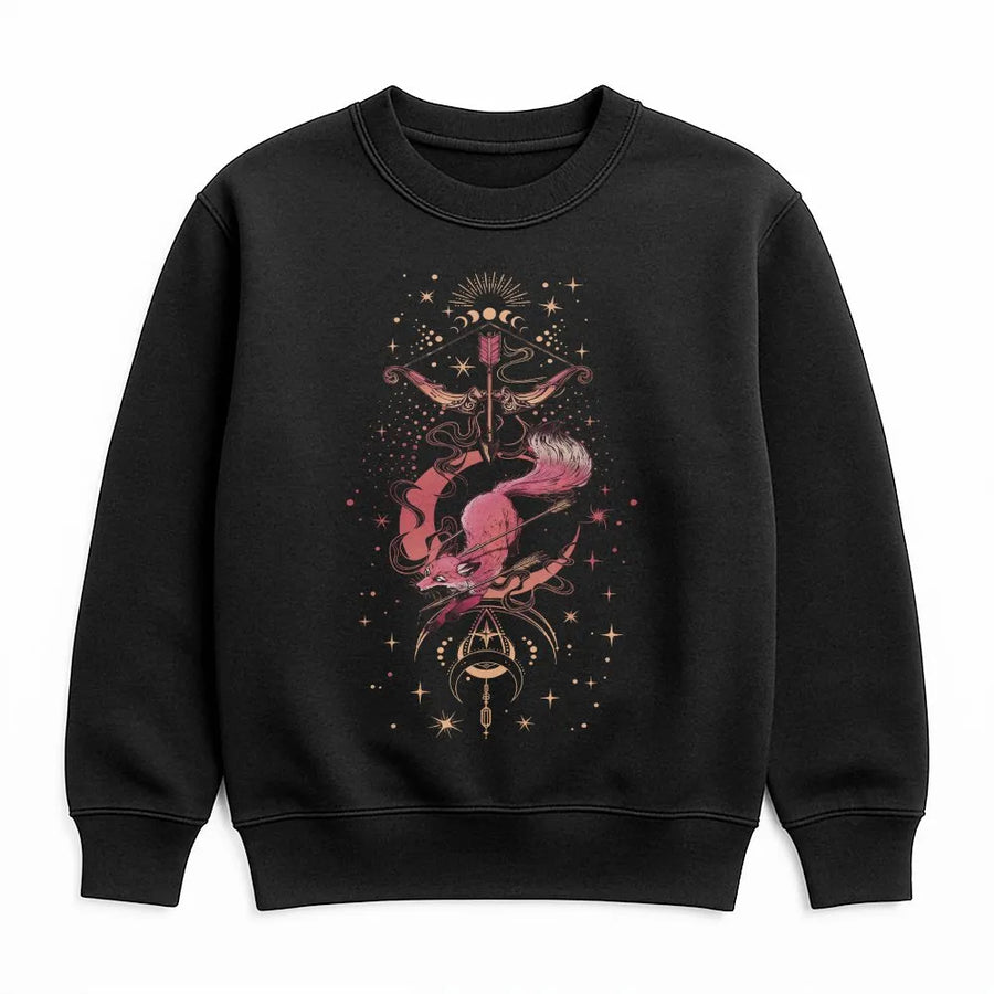 Mystical Fox Sweatshirt | Celestial Moon and Archer Bow Design | Premium Cotton Blend | Artistic Witchy Aesthetic Gift for Nature Lovers