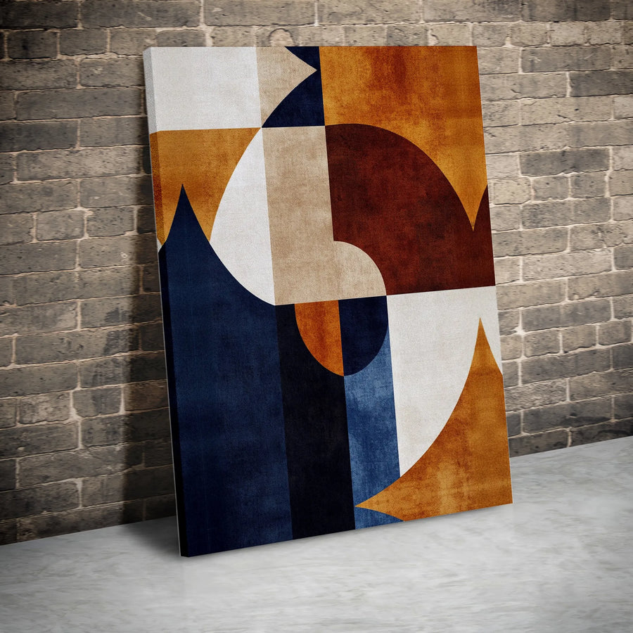 Mid Century Modern Abstract Canvas Art | Geometric Shapes Wall Decor | Premium Fade-Resistant Print | Gallery Wrapped Gift for Home Office