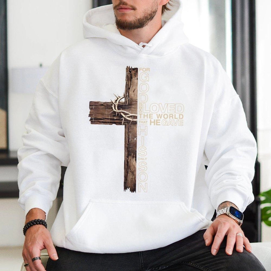 Christian Cross Hoodie | Rustic Crown of Thorns Graphic | Premium Cotton Blend | Religious Gift for Men and Women