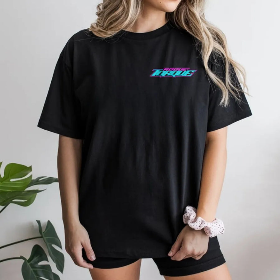 Retro Racing T-Shirt | Rogue Torque 80s Neon Graphic | Premium Cotton Blend Pullover | Gift for Car Enthusiast