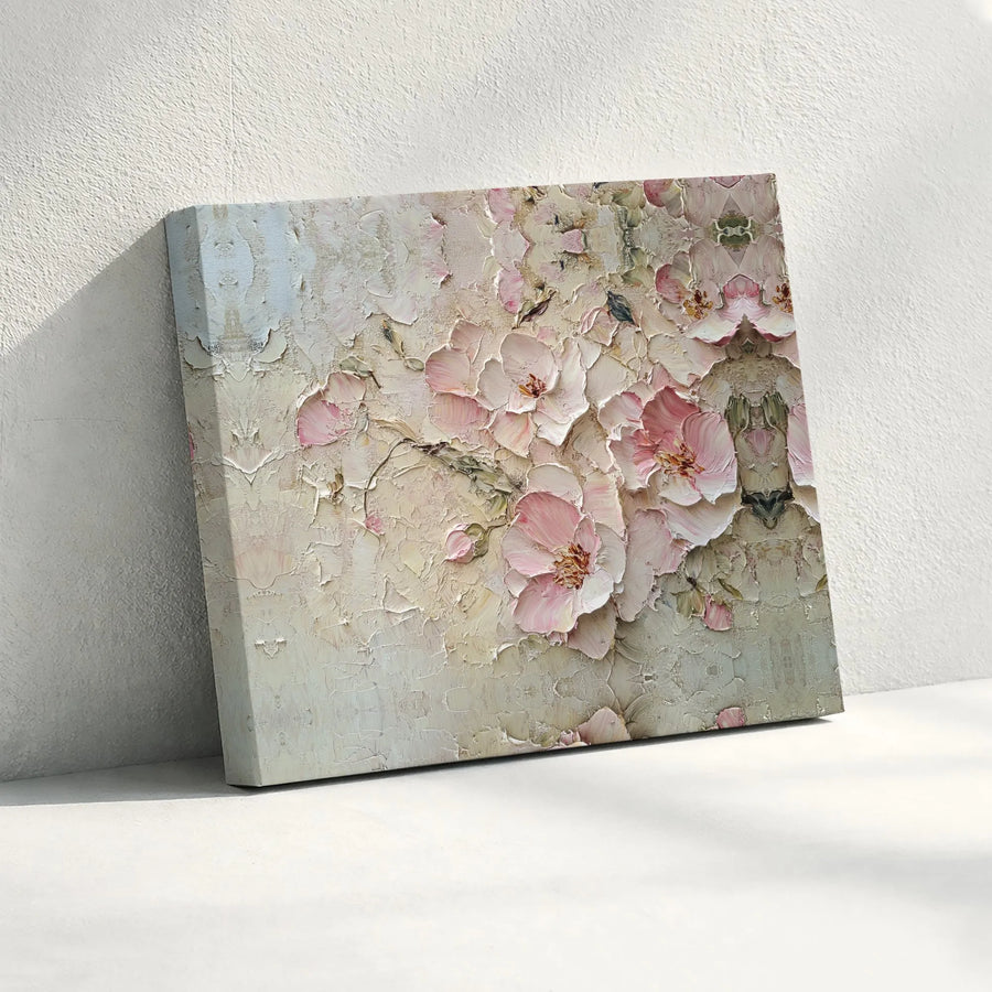 Textured Floral Canvas Wall Art | 3D Effect Cherry Blossom Art | Premium Gallery Wrapped Canvas | Modern Farmhouse Decor Gift
