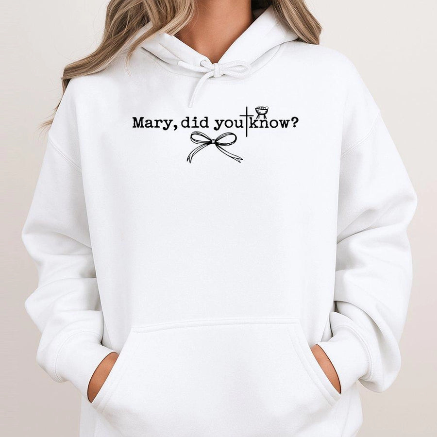 Mary Did You Know Hoodie | Christian Christmas Minimalist Design | Soft Cotton-Blend Fleece | Religious Holiday Gift for Women Men