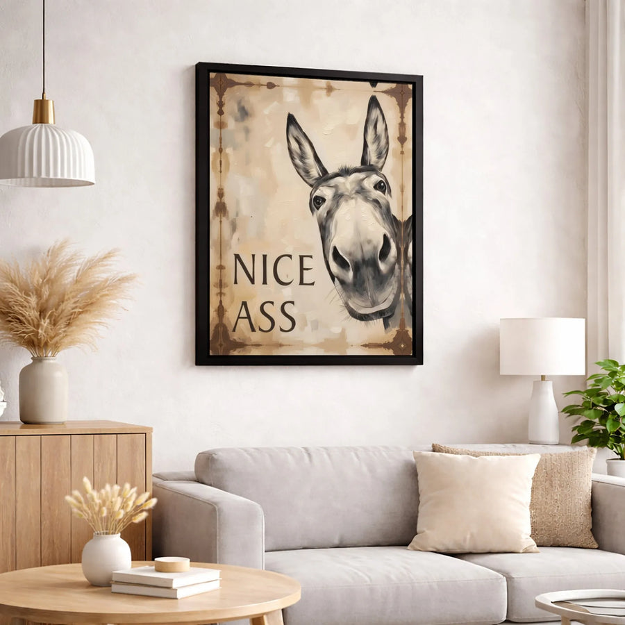 Nice Ass Donkey Wall Art | Funny Farmhouse Decor | Premium 1.25-Inch Canvas Print | Gift for Animal Lovers