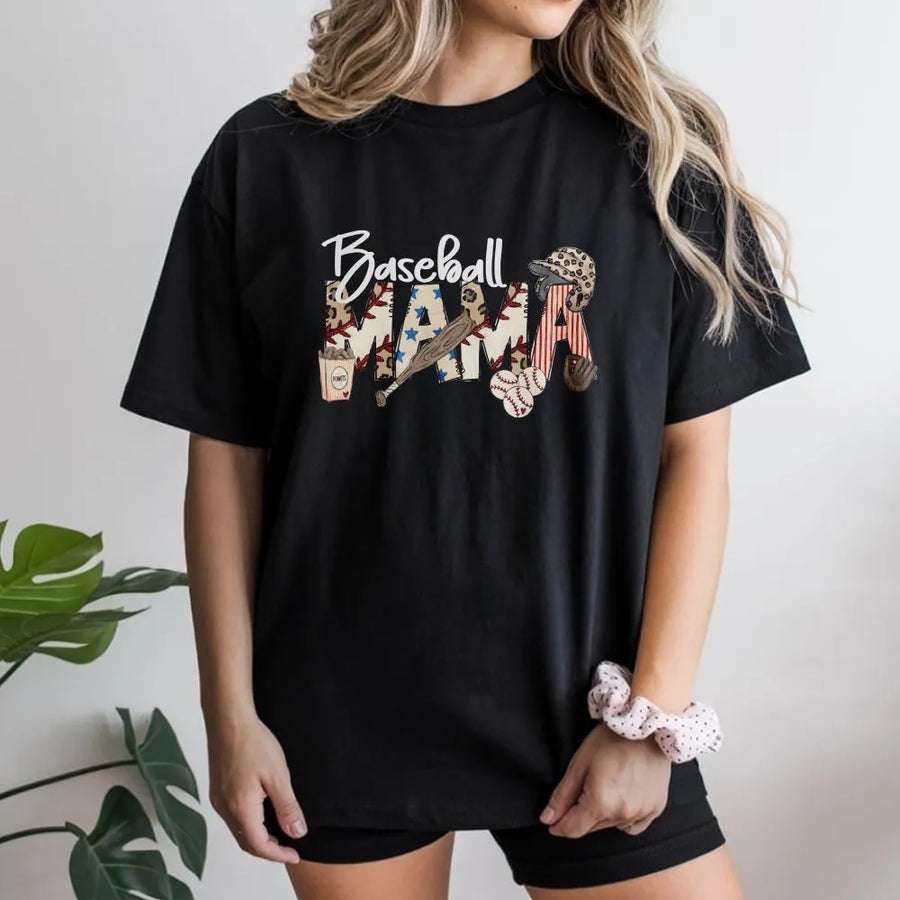 Baseball Mama T-Shirt | Patriotic Sports Graphic | Soft Cotton Blend | Mothers Day Gift for Baseball Mom
