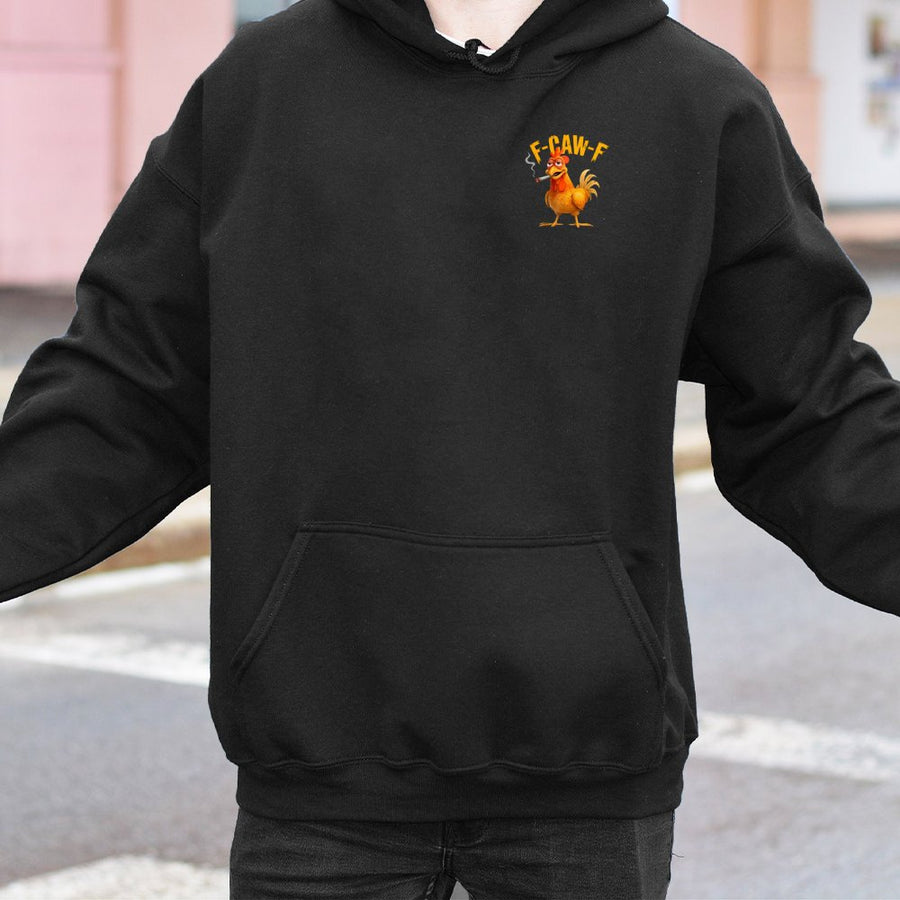 Funny Chicken Hoodie | Smoking Rooster F-Caw-F Meme Graphic | Premium Cotton Blend Sweatshirt | Sarcastic Humor Gift for Men and Women