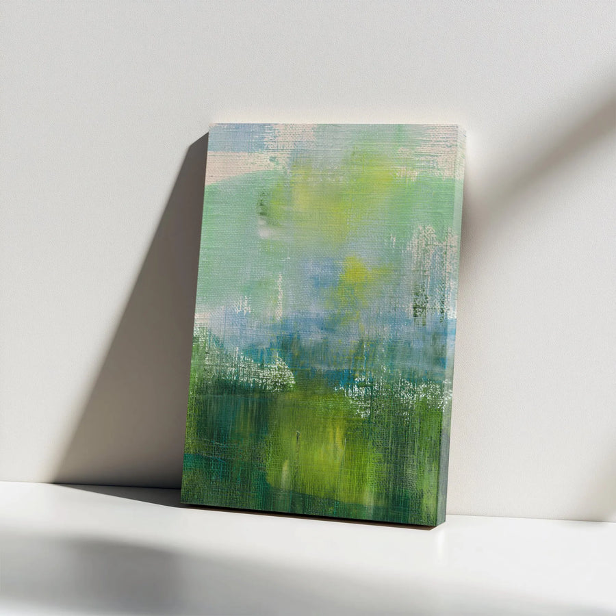 Abstract Arboretum Canvas Wall Art | Impressionist Green & Blue Landscape Painting | Premium Gallery-Wrapped Print | Modern Living Room & Office Decor Gift