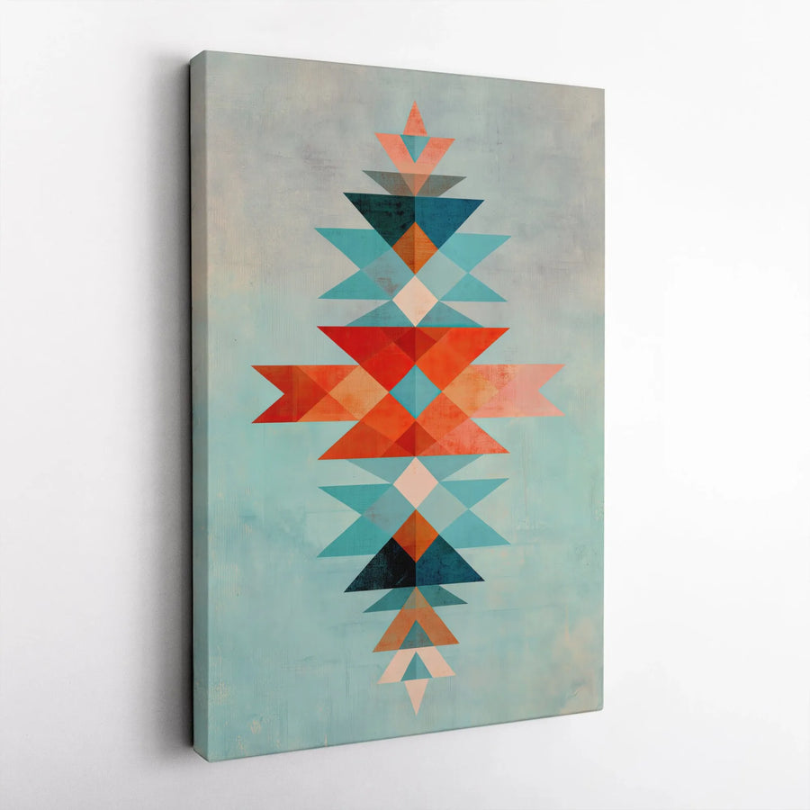 Southwestern Geometric Vertical Canvas | Abstract Tribal Pattern Print | Premium Gallery-Style Canvas | Modern Boho Wall Decor Gift for Living Room