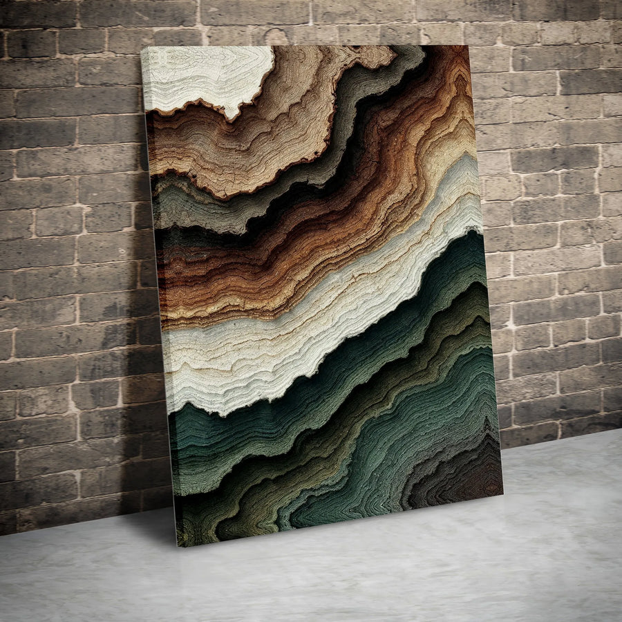 Abstract Earth Tone Wall Art | Geological Agate Layered Canvas | Gallery Wrap Premium Print | Modern Nature Home Decor for Living Room