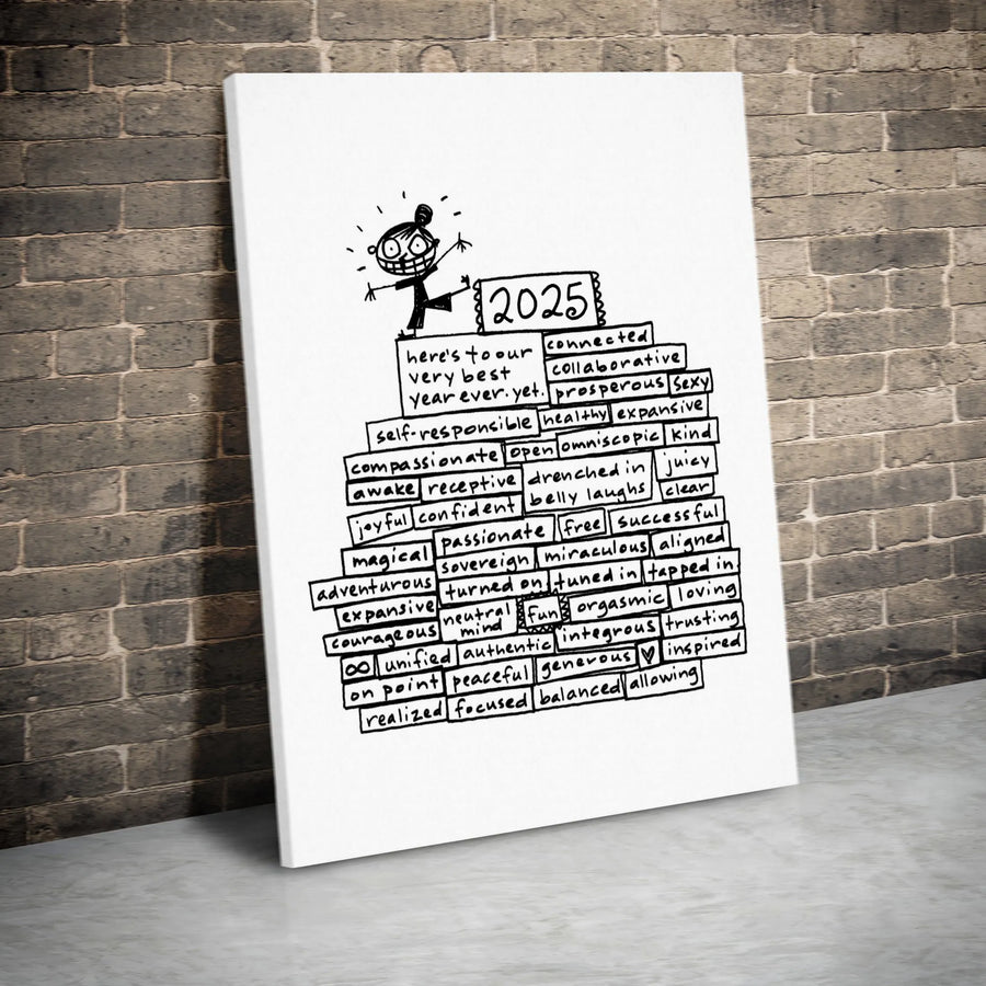 Inspirational 2025 Canvas Print | Hand-Drawn Motivational Word Cloud | Gallery-Quality Thick Canvas | New Year Goal Setting Gift