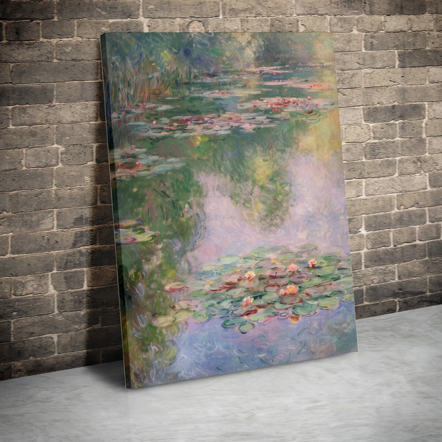 Monet Water Lilies Vertical Canvas | Famous Impressionist Painting Print | Premium 1.25" Thick Gallery Wrap | Collector's Gift for Home Decor
