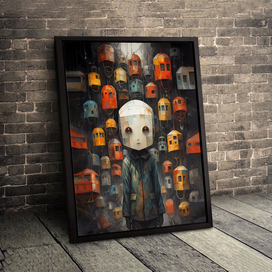 Surreal Robot Wall Art | Whimsical Sci-Fi Character Canvas | Premium Fade-Resistant Print | Unique Modern Home Decor Gift