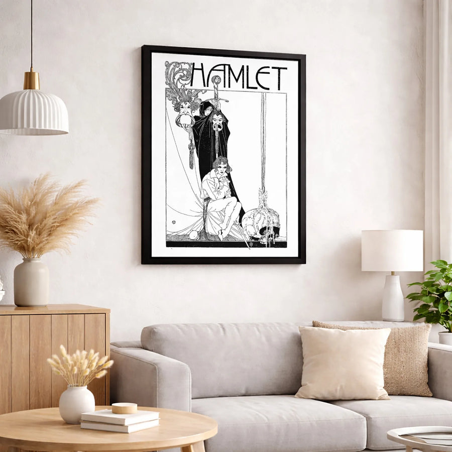 Hamlet Art Nouveau Canvas Print | Shakespeare Skull & Sword Illustration | Premium Gallery Wrapped Wall Art | Literary Gift for Book Lovers