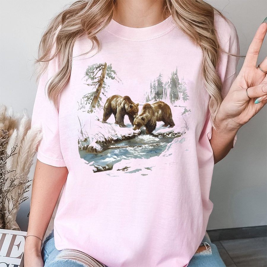 Grizzly Bear T-Shirt | Wilderness Nature Wildlife Graphic | 100% Cotton Premium Tee | Vintage Outdoors Gift For Hikers And Wildlife Lovers