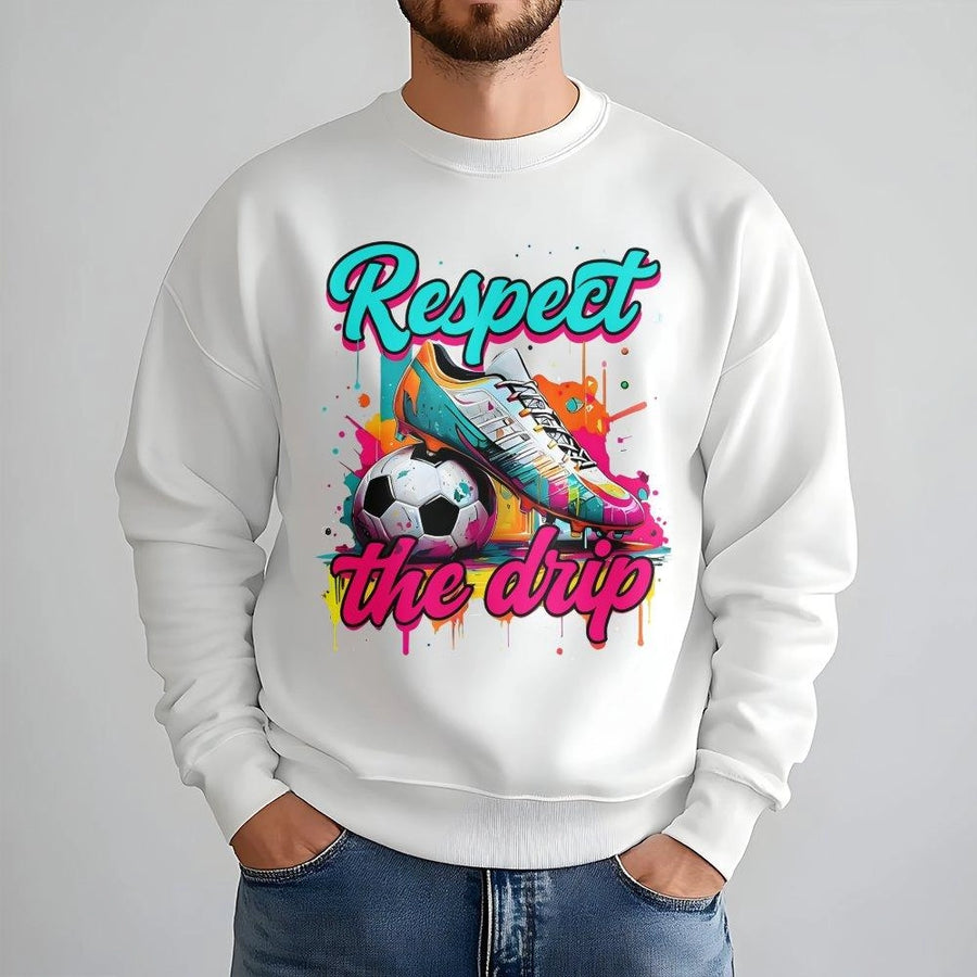 Respect The Drip Soccer Sweatshirt | Graffiti Art Cleats Graphic | Premium Cotton Blend | Gift for Soccer Player and Football Fan