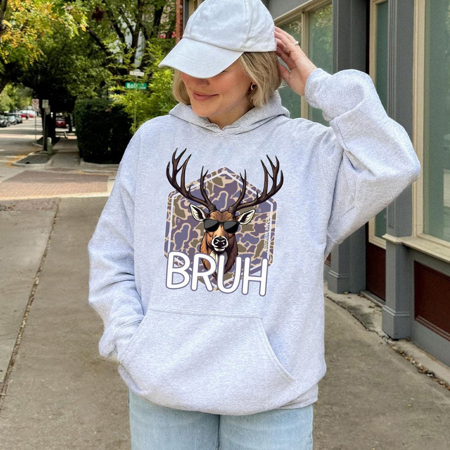 Buck Bruh Hoodie | Deer Hunter Camo Graphic | Soft Cotton-Polyester Blend | Funny Hunting Gift For Men And Women