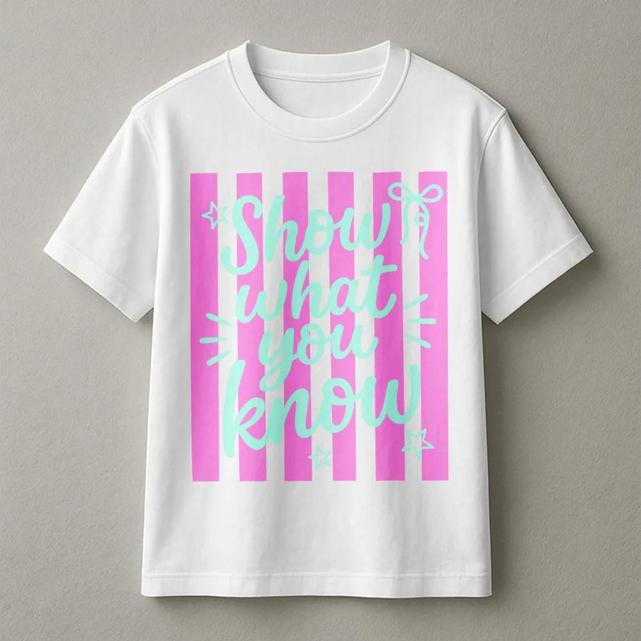 Test Day T-Shirt | Retro Striped "Show What You Know" | Soft Cotton Blend | Motivational Teacher Team Gift for State Testing