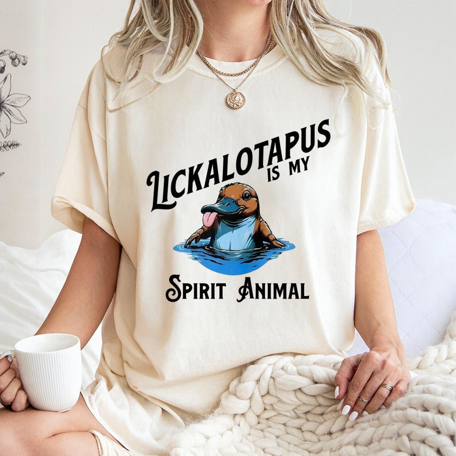 Lickalotapus T-Shirt | Funny Platypus Spirit Animal Graphic | 100% Cotton Premium Tee | Unique Animal Lover Gift for Men and Women