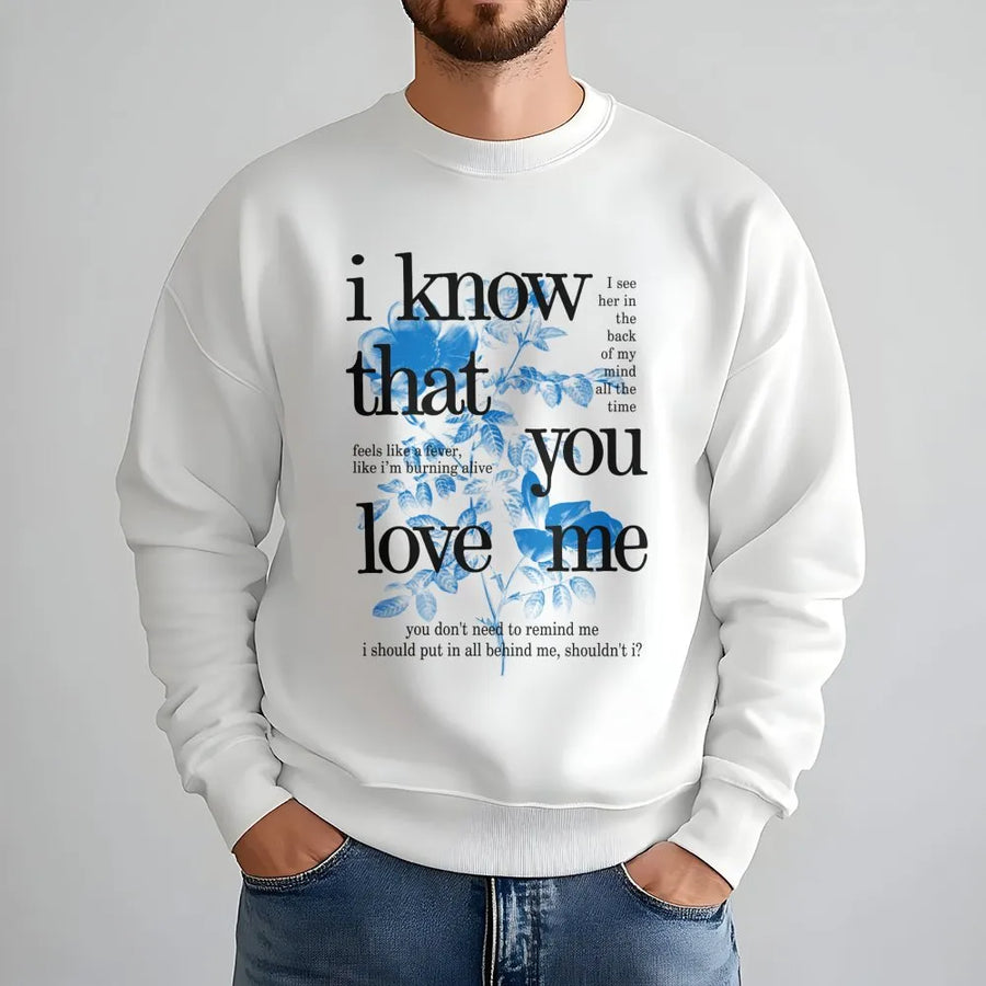 Lyrics Graphic Sweatshirt | Aesthetic Blue Wildflower Design | Premium Cotton Blend Jumper | Indie Music Fan Gift For Her