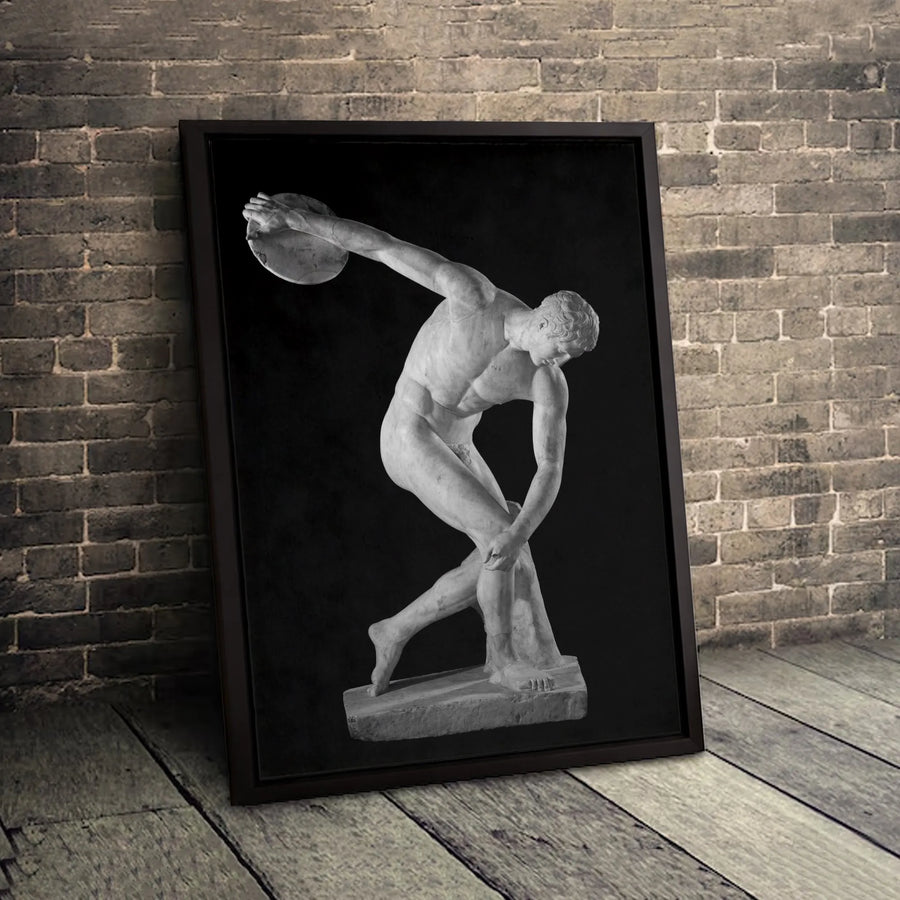 Discobolus Greek Statue Canvas Print | Classical Athlete Sculpture Wall Art | Premium Gallery Wrapped Decor | Sophisticated Home Office Gift