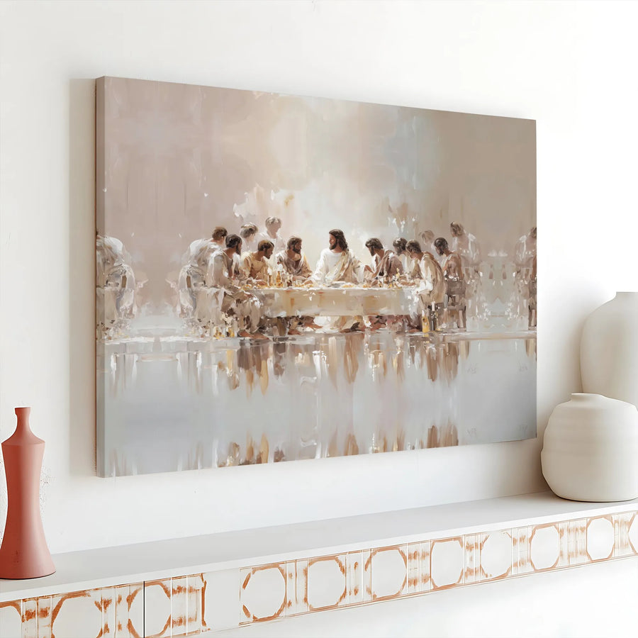 The Last Supper Canvas Wall Art | Modern Abstract Christian Painting | Premium Gallery Wrapped Canvas | Religious Home Decor Gift